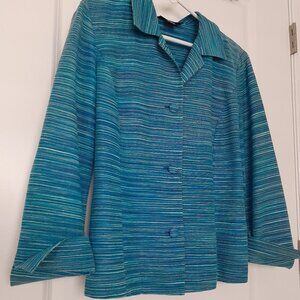 Peck & Peck Silk Blend Casual Jacket in Shades of Blue, Size 10